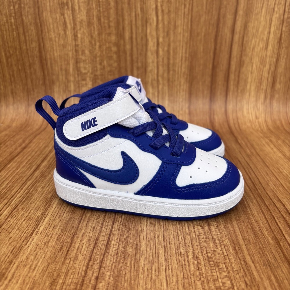 Nike‎ Court Borough Mid 2 Toddler 7C White Deep Night Blue CD7784-130 New